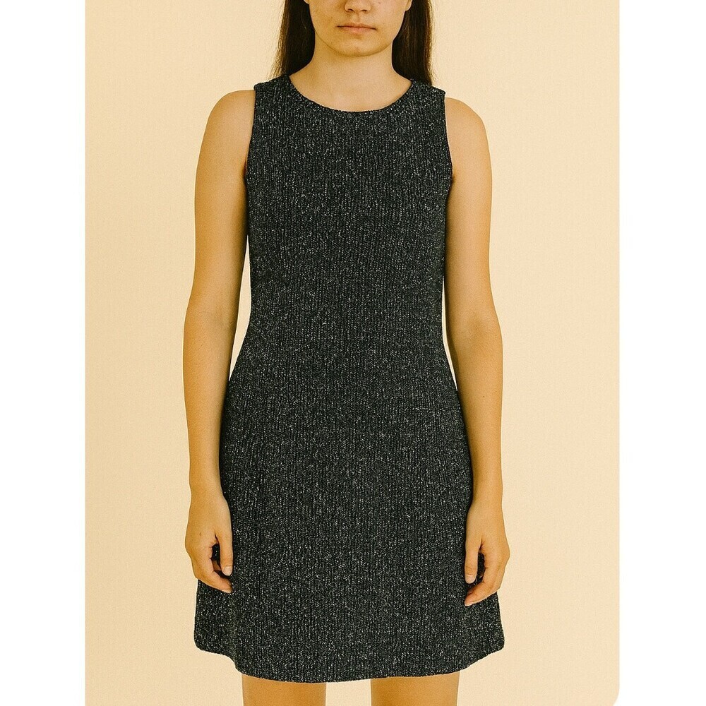 Michael Kors Wool Blend Dress Drop Waist Sleeveless Size 2 black white short
